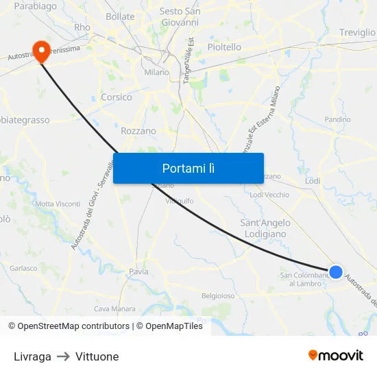 Livraga to Vittuone map