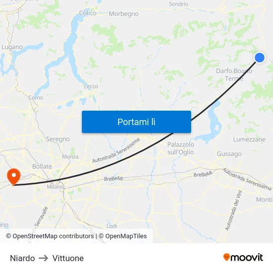 Niardo to Vittuone map