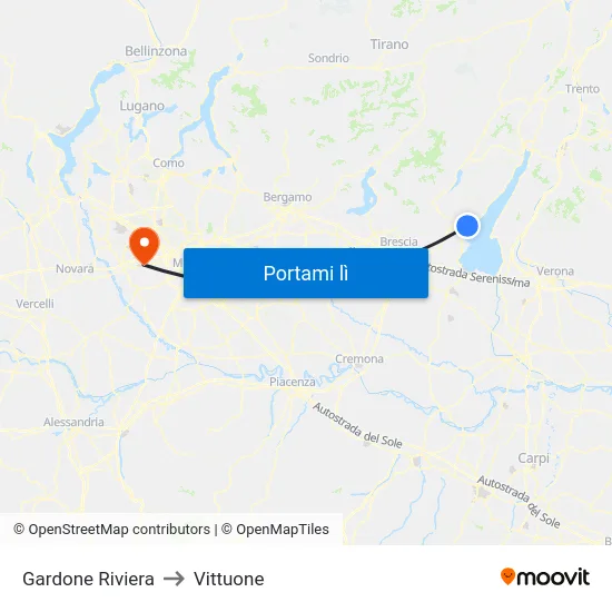 Gardone Riviera to Vittuone map