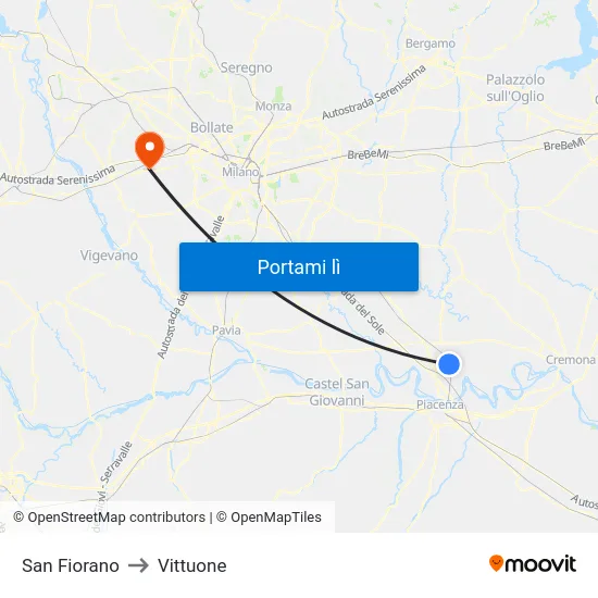 San Fiorano to Vittuone map