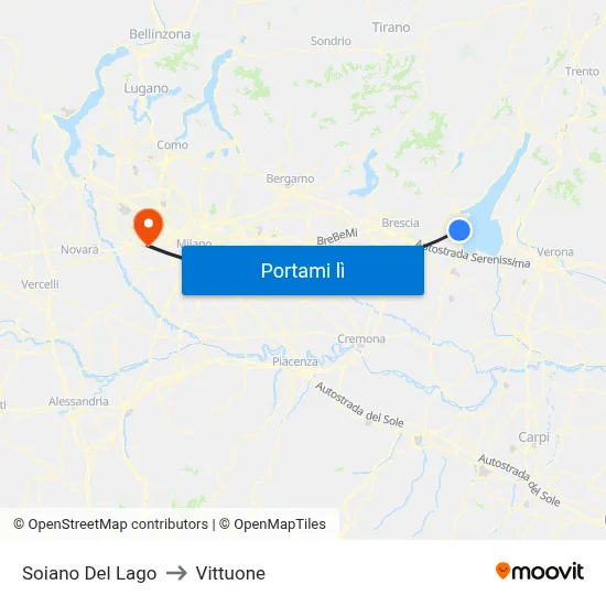 Soiano Del Lago to Vittuone map