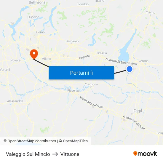 Valeggio Sul Mincio to Vittuone map