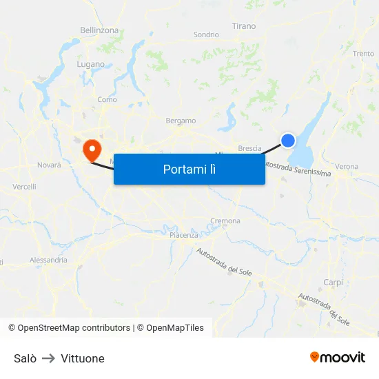 Salò to Vittuone map
