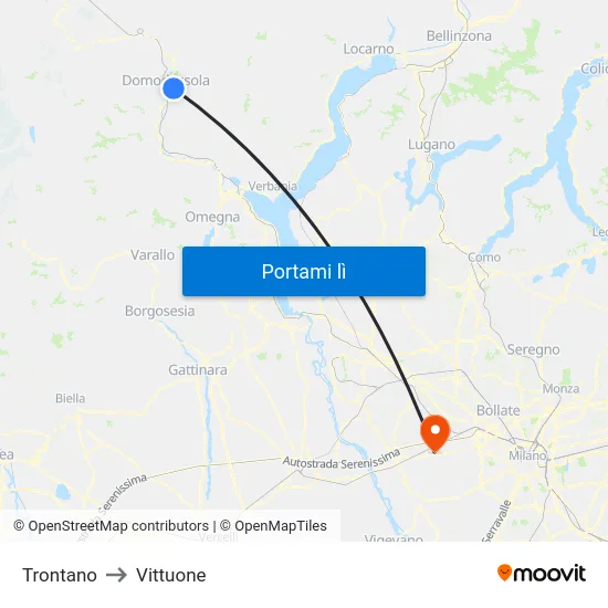 Trontano to Vittuone map