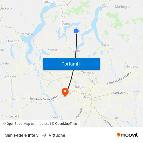 San Fedele Intelvi to Vittuone map