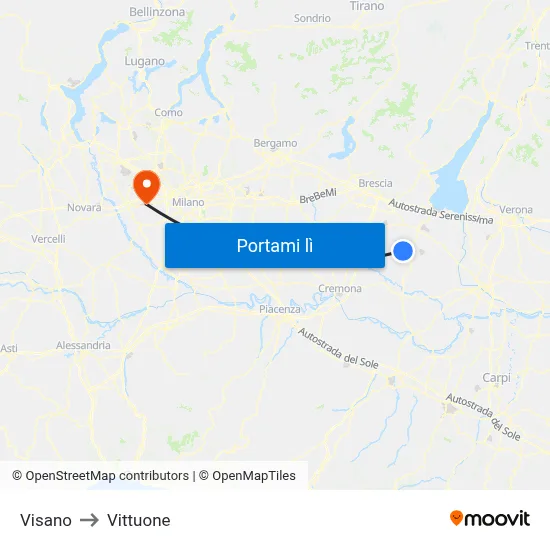 Visano to Vittuone map