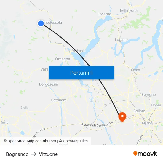 Bognanco to Vittuone map