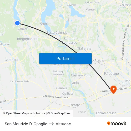 San Maurizio D' Opaglio to Vittuone map
