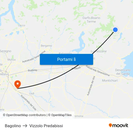 Bagolino to Vizzolo Predabissi map