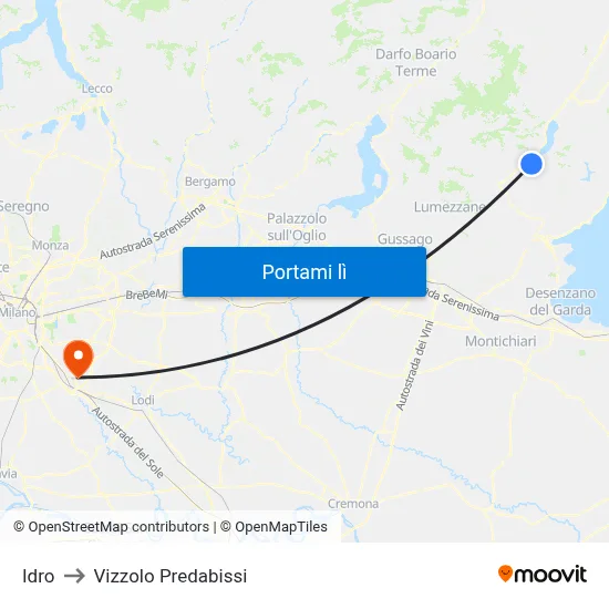 Idro to Vizzolo Predabissi map