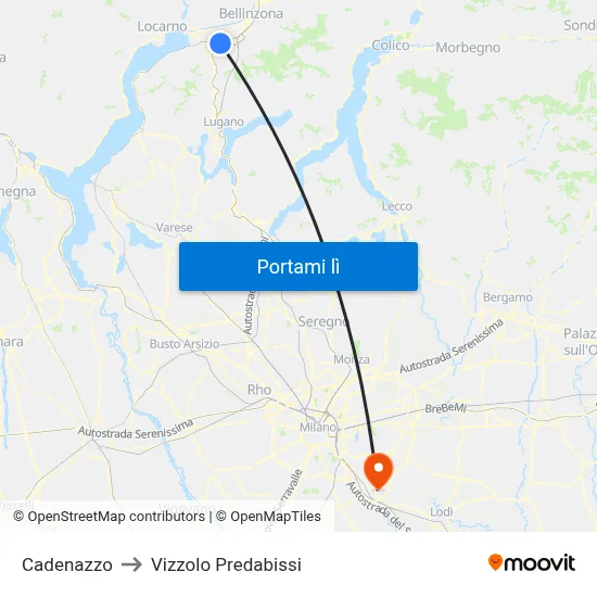 Cadenazzo to Vizzolo Predabissi map