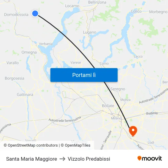 Santa Maria Maggiore to Vizzolo Predabissi map