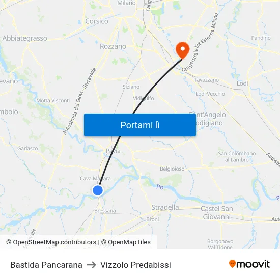 Bastida Pancarana to Vizzolo Predabissi map