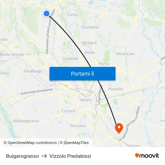 Bulgarograsso to Vizzolo Predabissi map