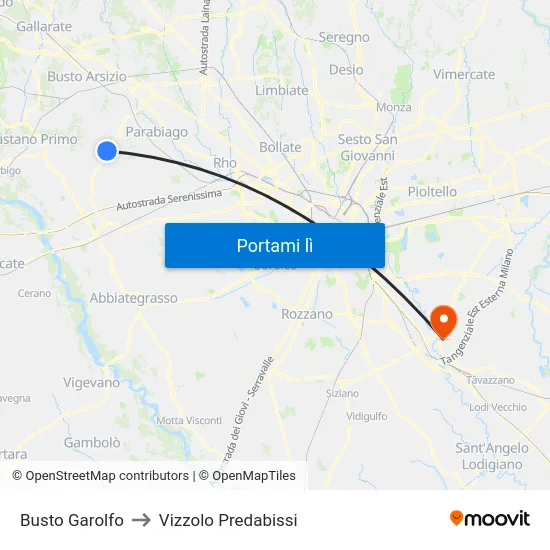 Busto Garolfo to Vizzolo Predabissi map
