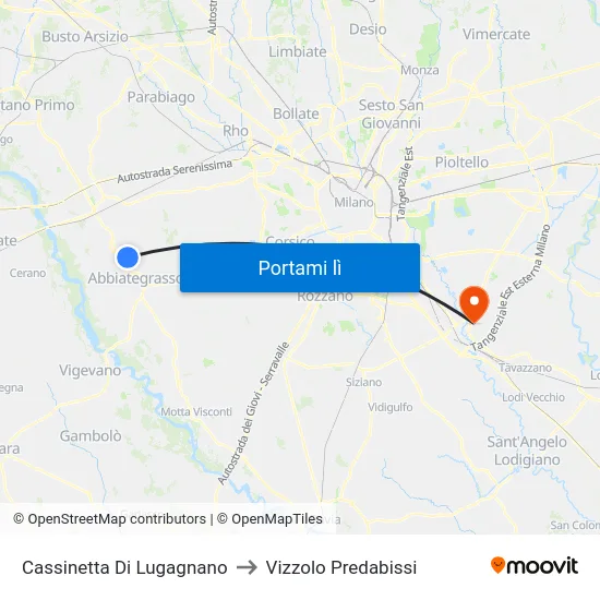Cassinetta Di Lugagnano to Vizzolo Predabissi map