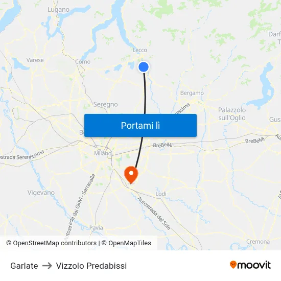 Garlate to Vizzolo Predabissi map