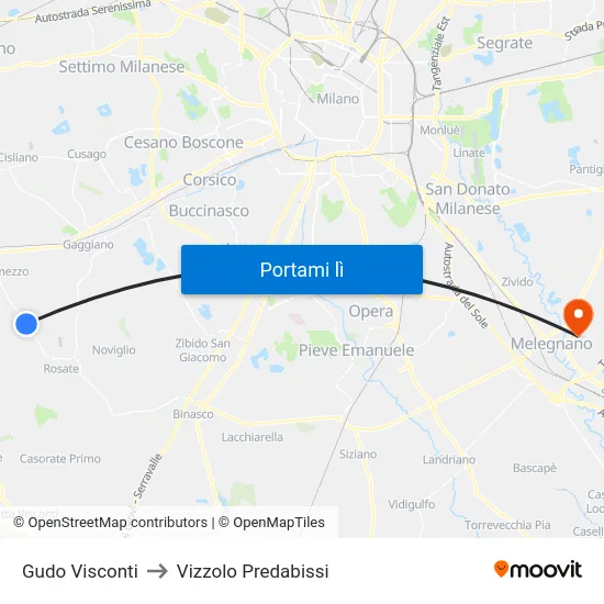 Gudo Visconti to Vizzolo Predabissi map