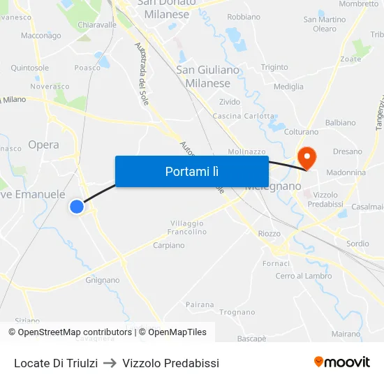 Locate Di Triulzi to Vizzolo Predabissi map