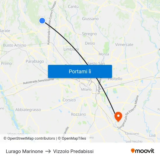 Lurago Marinone to Vizzolo Predabissi map