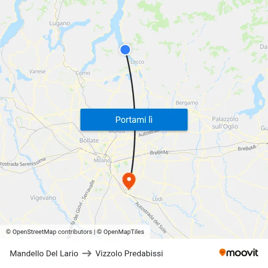 Mandello Del Lario to Vizzolo Predabissi map