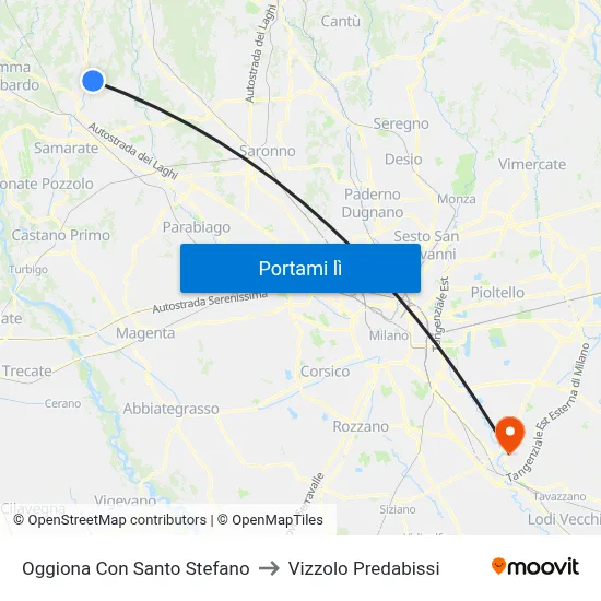 Oggiona Con Santo Stefano to Vizzolo Predabissi map