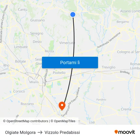 Olgiate Molgora to Vizzolo Predabissi map