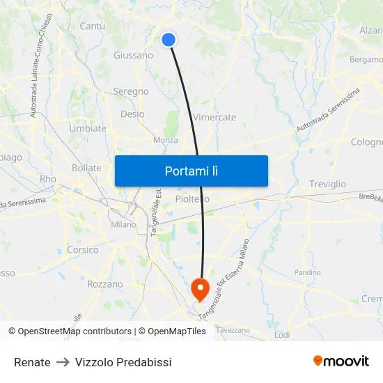 Renate to Vizzolo Predabissi map