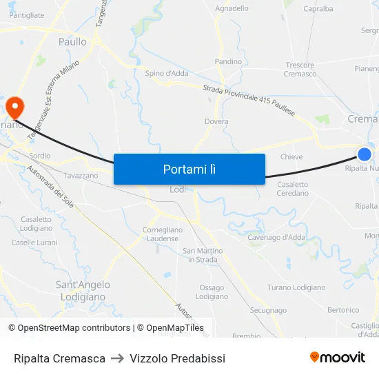 Ripalta Cremasca to Vizzolo Predabissi map