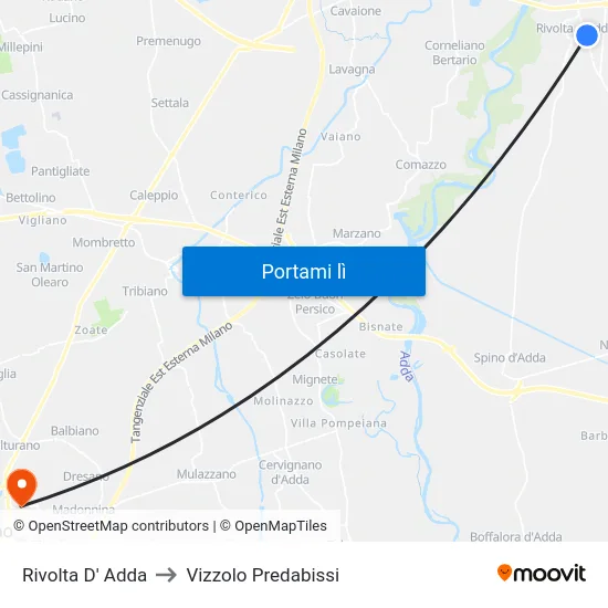 Rivolta D' Adda to Vizzolo Predabissi map