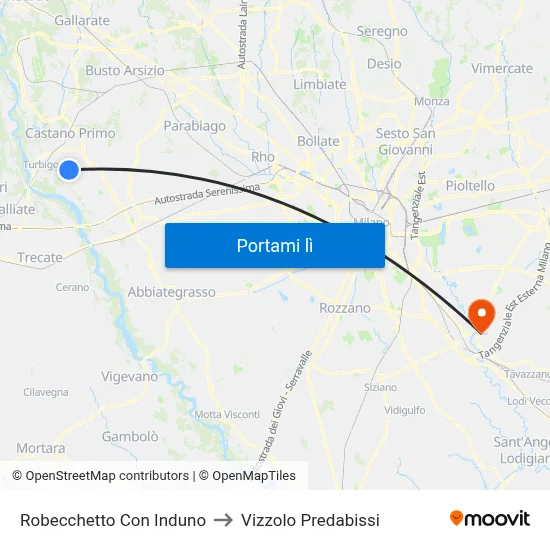 Robecchetto Con Induno to Vizzolo Predabissi map