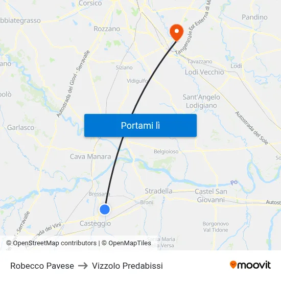 Robecco Pavese to Vizzolo Predabissi map