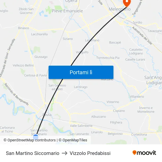 San Martino Siccomario to Vizzolo Predabissi map