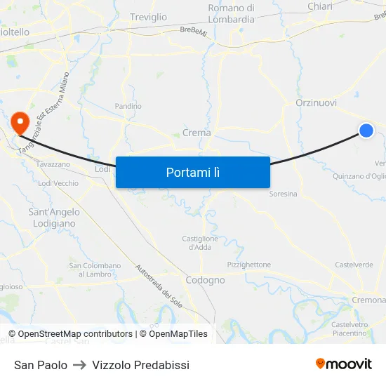 San Paolo to Vizzolo Predabissi map