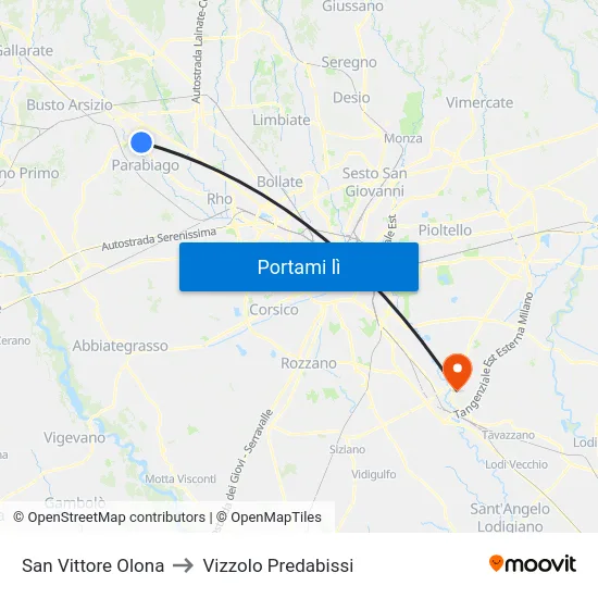 San Vittore Olona to Vizzolo Predabissi map