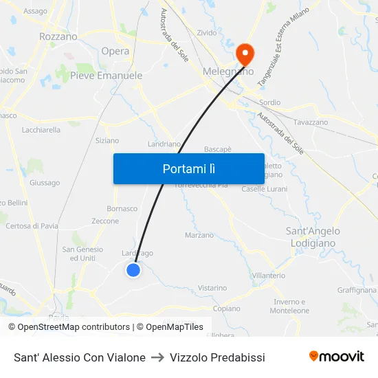 Sant' Alessio Con Vialone to Vizzolo Predabissi map