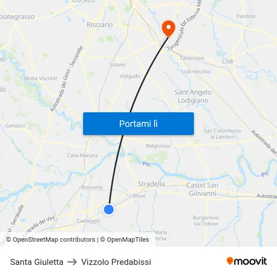 Santa Giuletta to Vizzolo Predabissi map