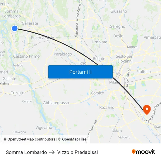 Somma Lombardo to Vizzolo Predabissi map