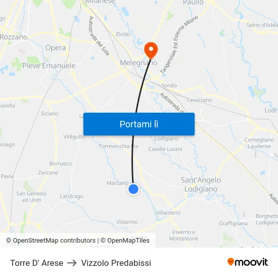 Torre D' Arese to Vizzolo Predabissi map