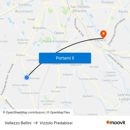 Vellezzo Bellini to Vizzolo Predabissi map