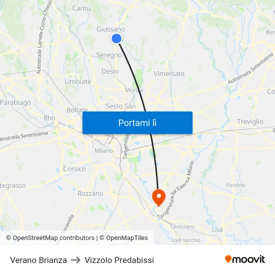 Verano Brianza to Vizzolo Predabissi map