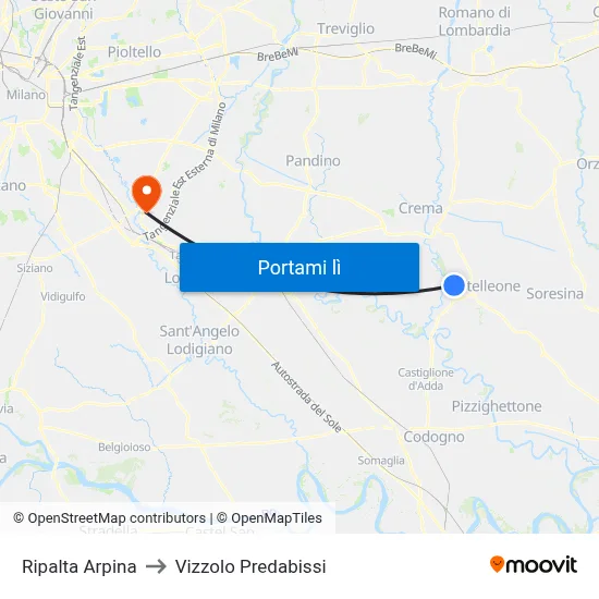 Ripalta Arpina to Vizzolo Predabissi map