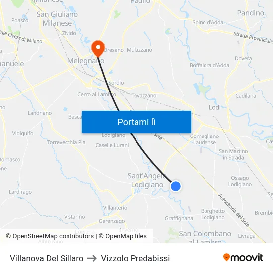Villanova Del Sillaro to Vizzolo Predabissi map