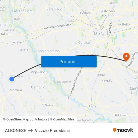 ALBONESE to Vizzolo Predabissi map