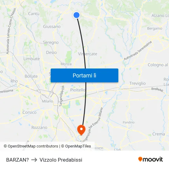 BARZAN? to Vizzolo Predabissi map