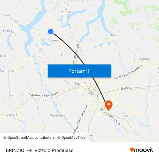 BRINZIO to Vizzolo Predabissi map
