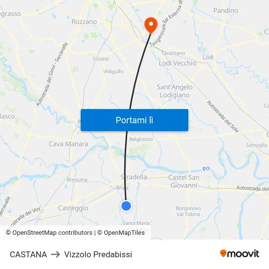 CASTANA to Vizzolo Predabissi map