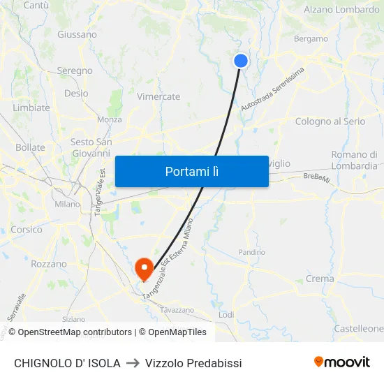 CHIGNOLO D' ISOLA to Vizzolo Predabissi map