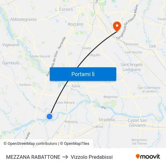 MEZZANA RABATTONE to Vizzolo Predabissi map