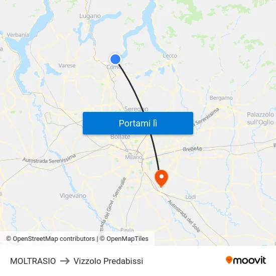 MOLTRASIO to Vizzolo Predabissi map